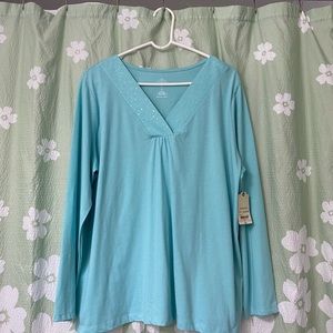 Ladies long sleeve embroidered, sequins top.